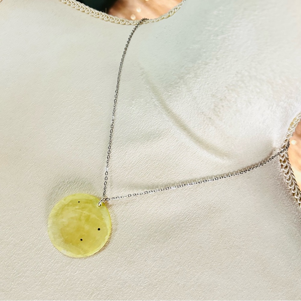 Handcrafted salvaged vintage mother of pearl pendant on chain necklace